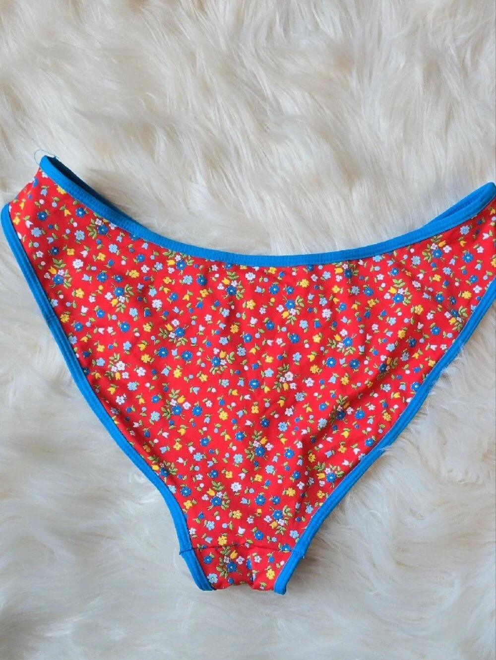 Frankie's Bikinis Red Floral Bikini Bottom  SIZE M